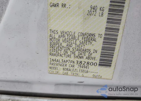 2015 Nissan Altima 2.5/2.5 S/2.5 Sl/2.5 Sv from USA, damaged, VIN 1N4AL3AP7FN382800